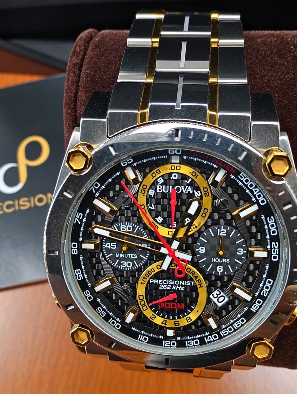 Bulova Precisionist 98B228 Two-Tone Chronograph Men's Watch 300M Full Set